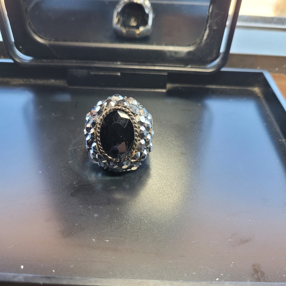 Black spandex ring with diamonds